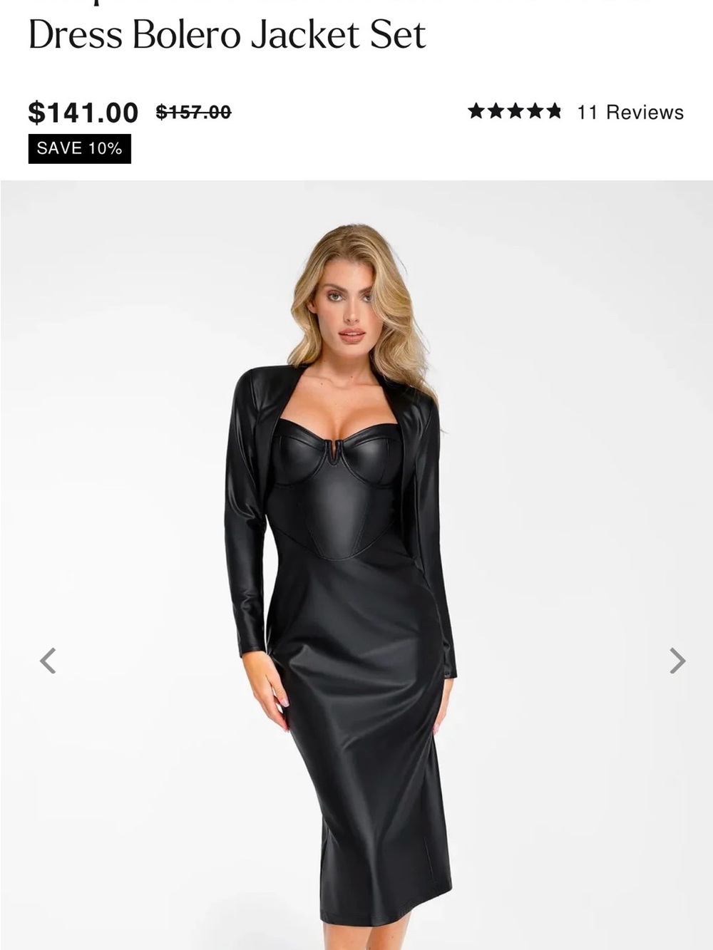NWOT Popilush Black Midi Dress and Bolero Jacket Set - Women